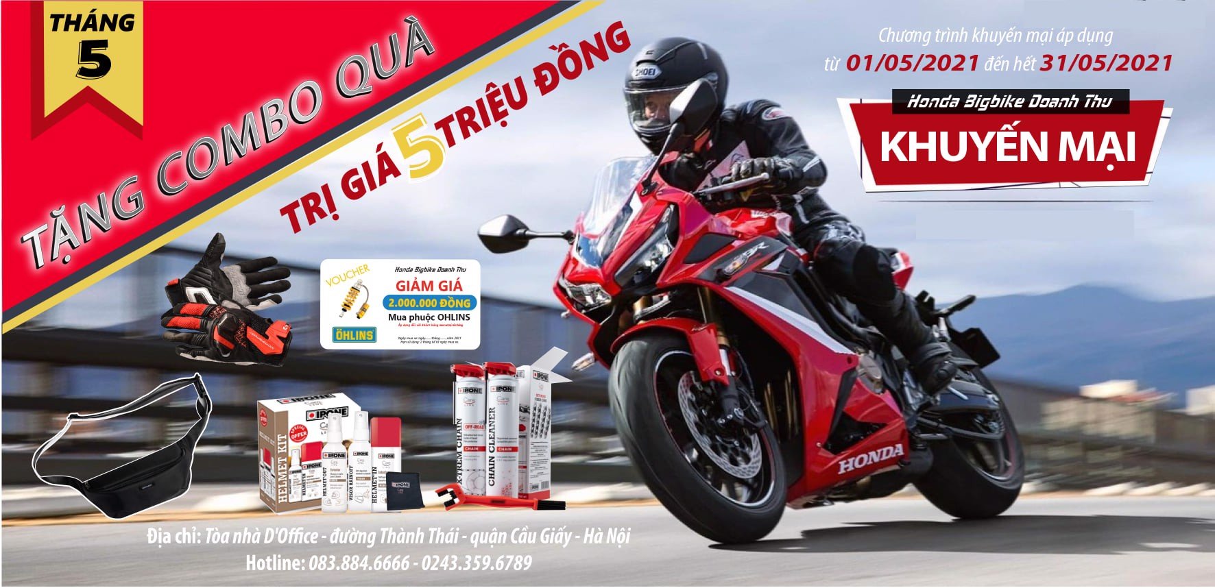 THÁNG 5 KHUYẾN MẠI MUA XE HONDA BIGBIKE